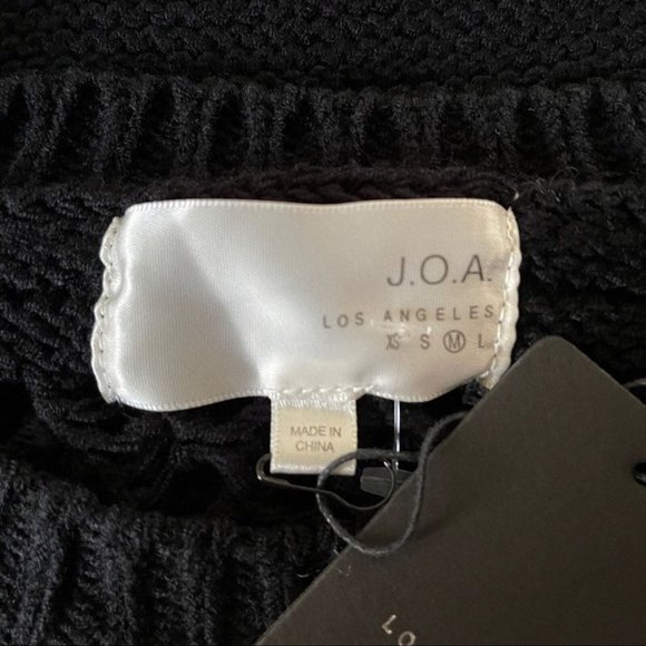 J.O.A. Sweater‎ Womens Medium Black Fringe Open Knit Long Sleeve Crew Neck Party - Picture 4 of 6